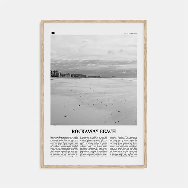 Rockaway Beach Black And White New York Travel Poster