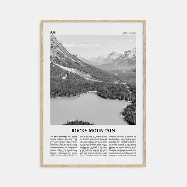 Rocky Mountain Black and White North America Travel Poster