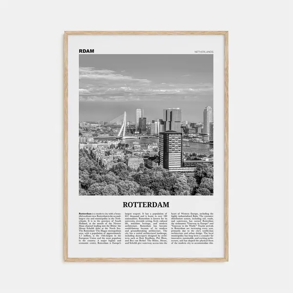 Rotterdam Black and White Travel Poster, Netherlands