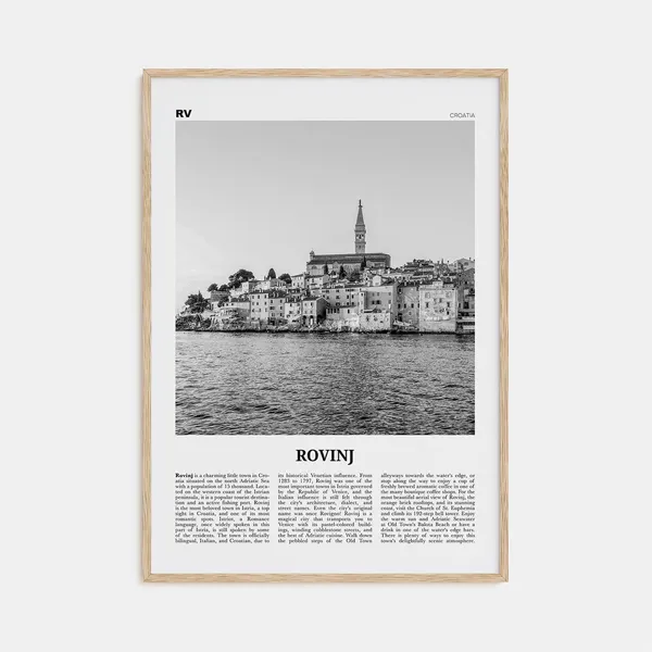 Rovinj Black and White Travel Poster, Croatia Hrvatska