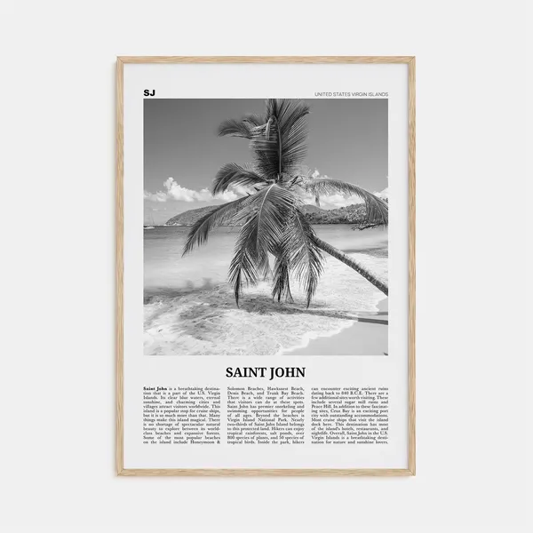Saint John Black and White Travel Poster, USVI
