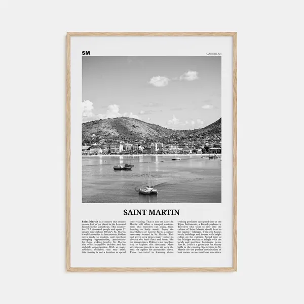 Saint Martin Black And White Art Print, Caribbean