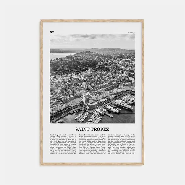 Saint Tropez Black and White Travel Poster, France