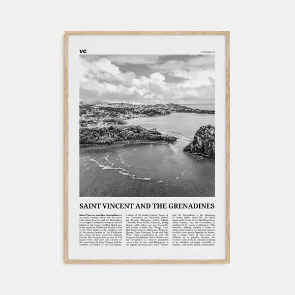 Saint Vincent And The Grenadines Black And White Art Print
