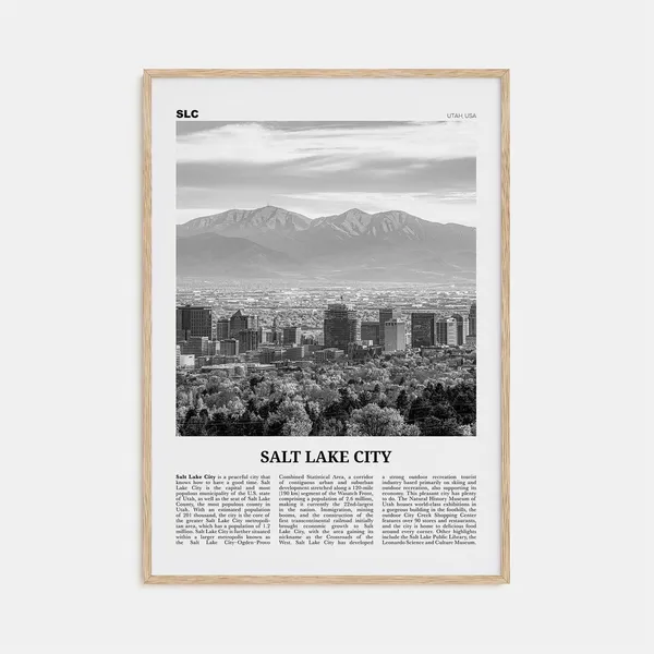 Salt Lake City Black and White Travel Poster