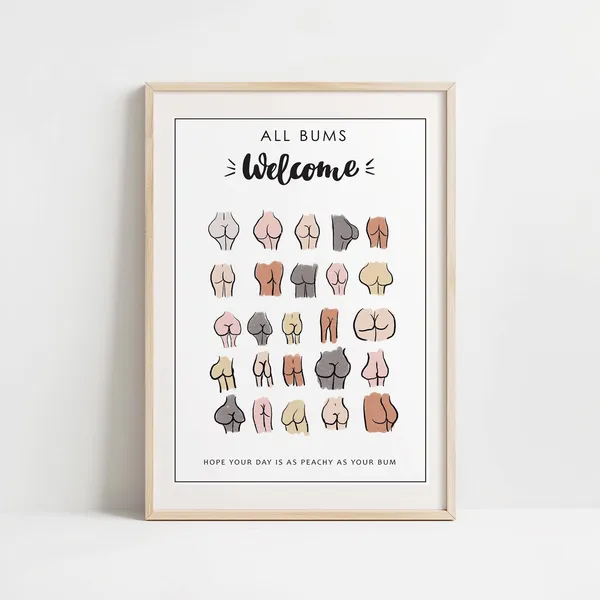 All Bums Welcome Funny Bathroom Poster Print