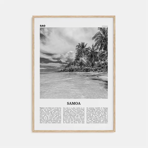 Samoa Black and White Travel Poster, Country Art Print