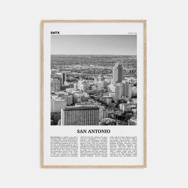 San Antonio Black And White Travel Poster, No. 1
