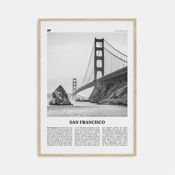 San Francisco Black and White Travel Poster, Golden Gate