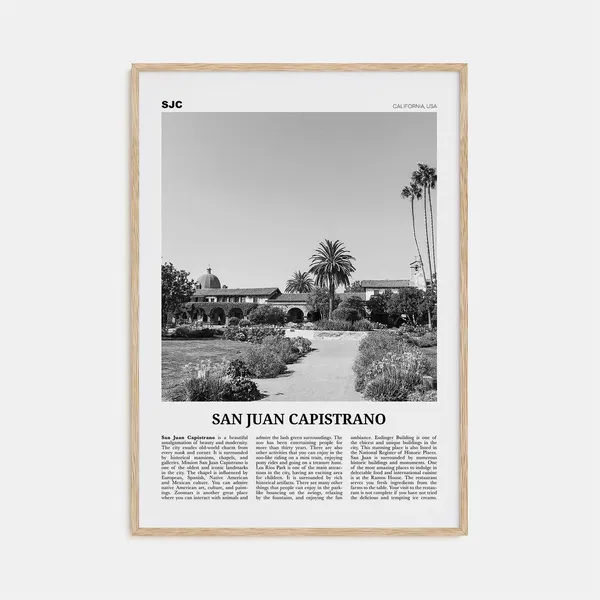 San Juan Capistrano Black and White Art Print