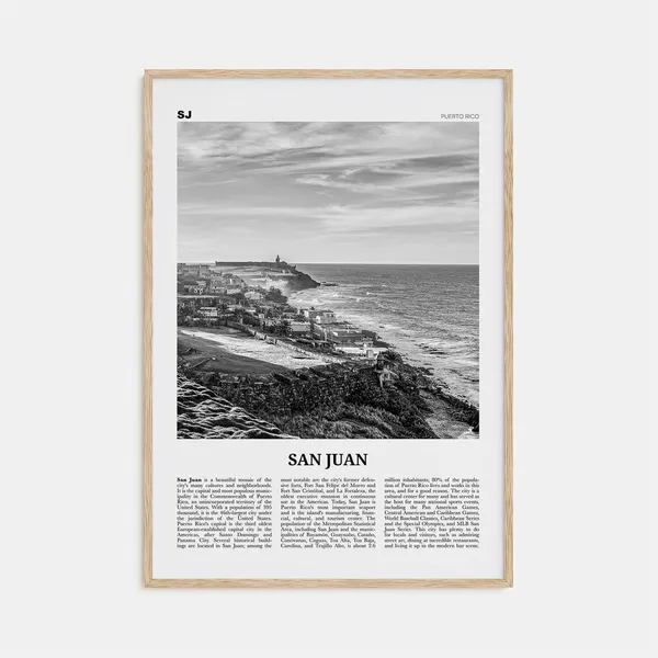 San Juan Black and White Travel Poster, Puerto Rico