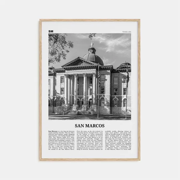 San Marcos Black and White Map Art Print No. 1