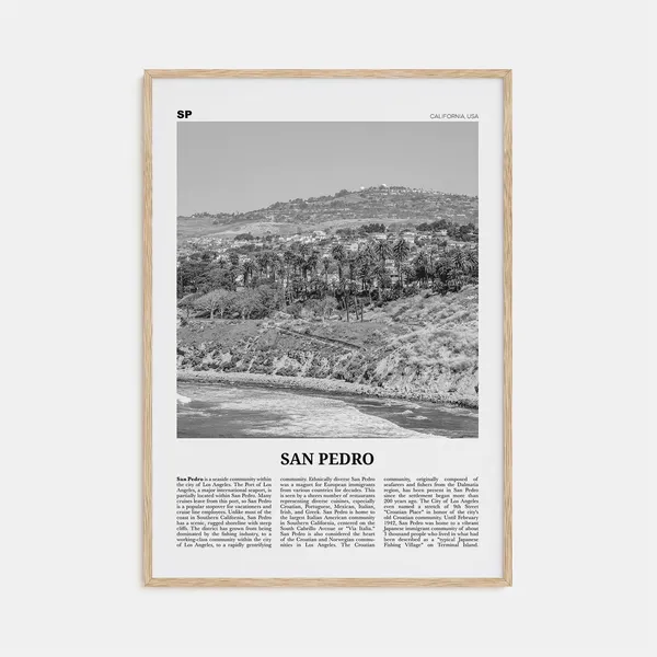 San Pedro, California No. 1 Black and White Travel Poster