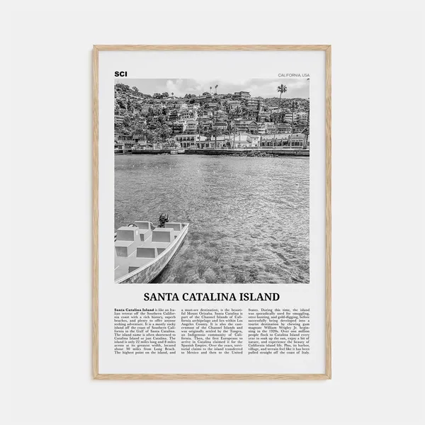 Santa Catalina Island Black and White Travel Poster