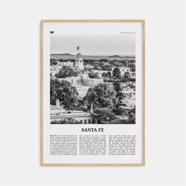 Santa Fe Black and White Art Print, New Mexico