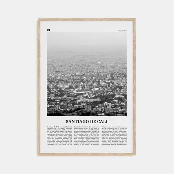 Santiago De Cali Black And White Travel Poster