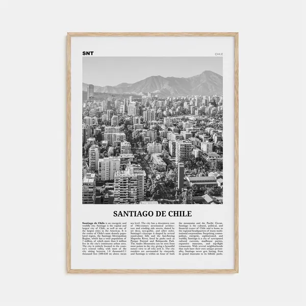 Santiago De Chile Black And White Travel Poster