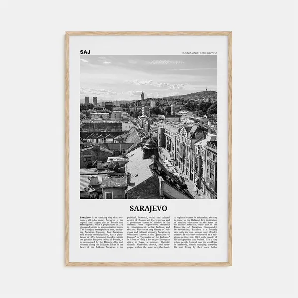 Sarajevo Black and White Travel Poster, Europe