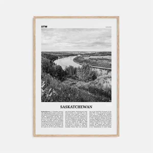 Saskatchewan Black and White Travel Poster Print