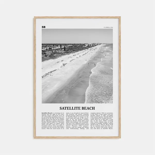 Satellite Beach Black and White Travel Poster