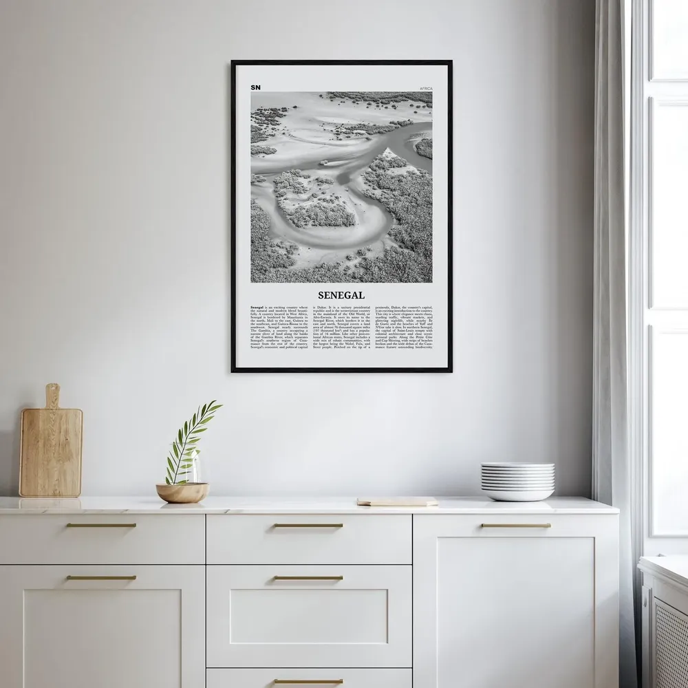 Senegal Black And White Travel Poster, Dakar Africa - Image 2