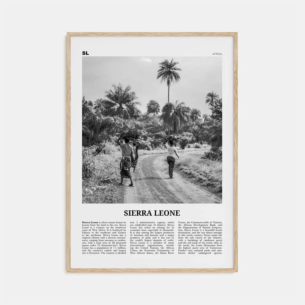 Sierra Leone Black And White Travel Poster, Freetown