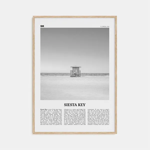 Siesta Key Black And White Florida Travel Poster