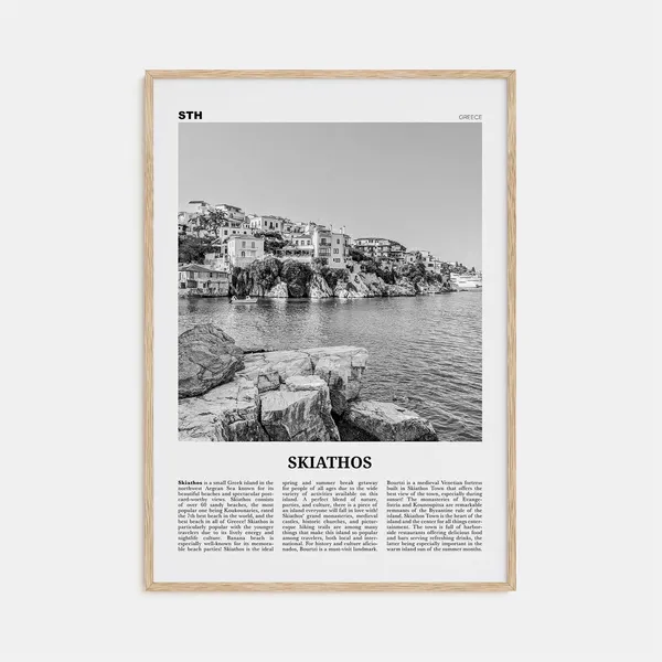 Skiathos Black and White Travel Poster, Greece