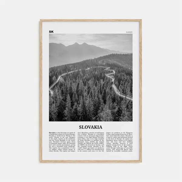 Slovakia Black and White Travel Poster, Bratislava