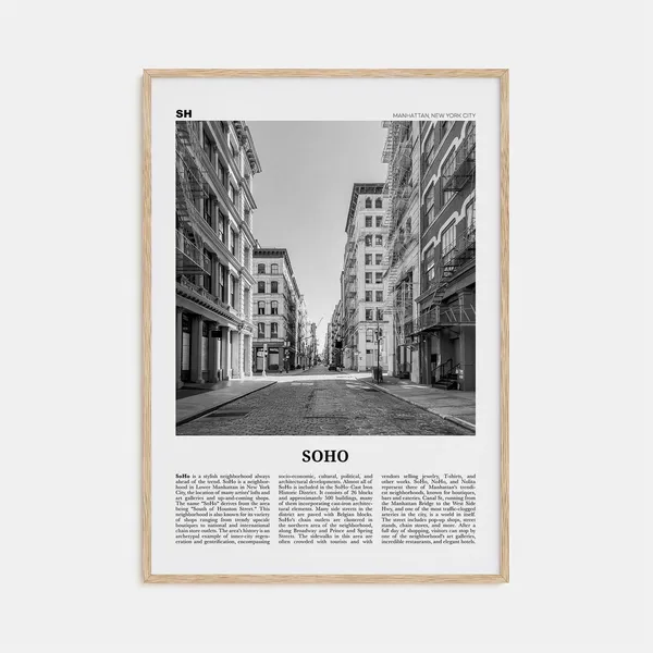 Soho, New York City Black and White Travel Poster