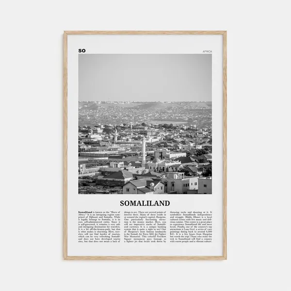 Somaliland Black and White Travel Poster, Country Art