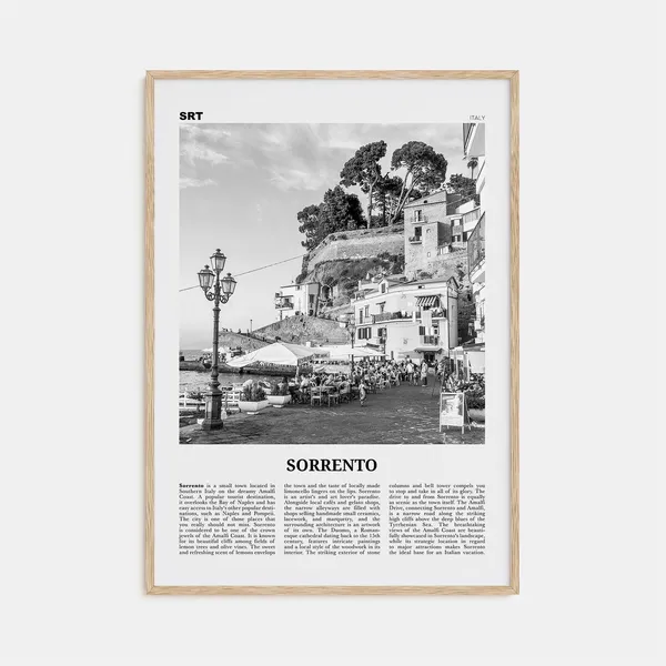 Sorrento Black and White Travel Poster, Italy