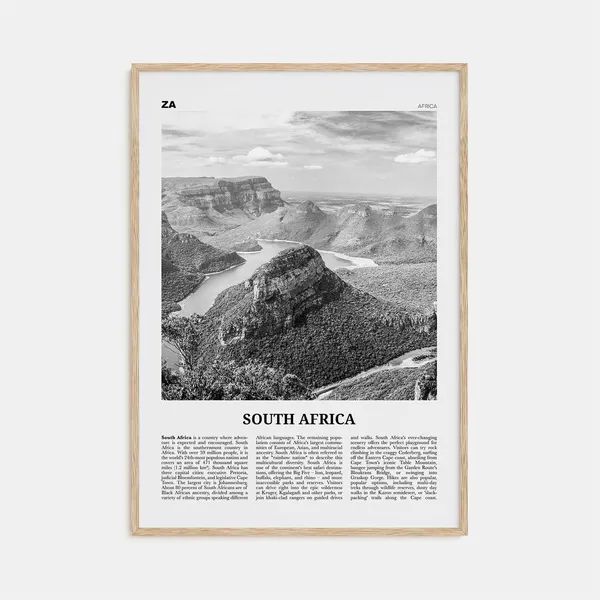South Africa Black and White Travel Poster, Johannesburg