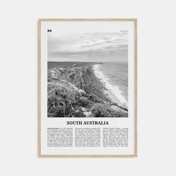 South Australia Black And White Travel Poster