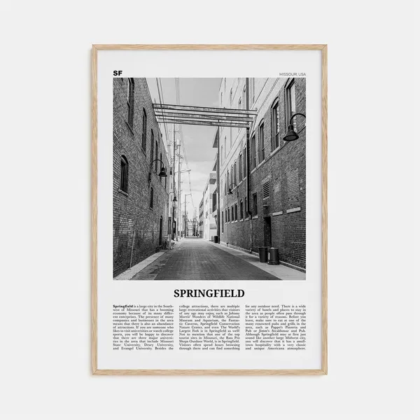 Springfield, Missouri Black and White Travel Poster