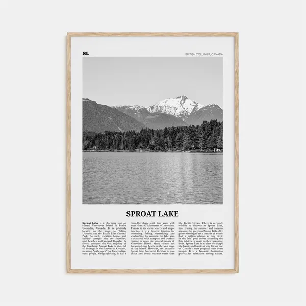 Sproat Lake Black and White Travel Poster Print