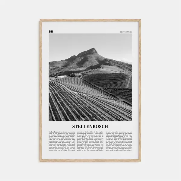 Stellenbosch Black and White Travel Poster, Map