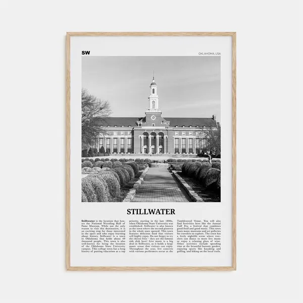 Stillwater, Oklahoma Black and White Travel Poster
