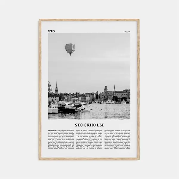 Stockholm Black And White No 2 Travel Poster