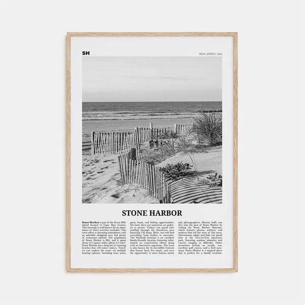 Stone Harbor Black and White New Jersey Travel Poster