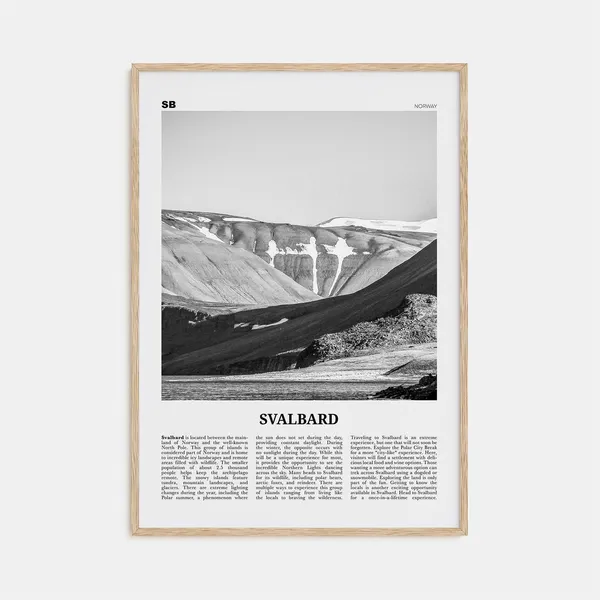 Svalbard Black and White Travel Poster, Norway Map