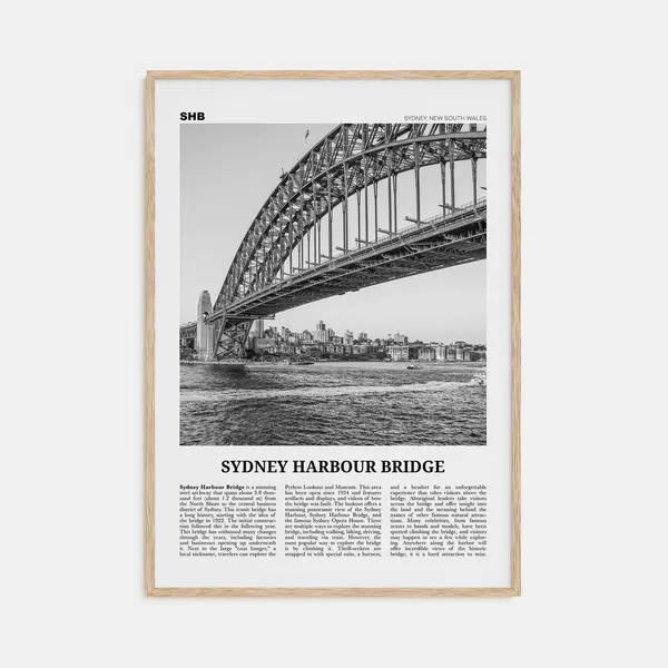 Sydney Harbour Bridge Black and White Art Print