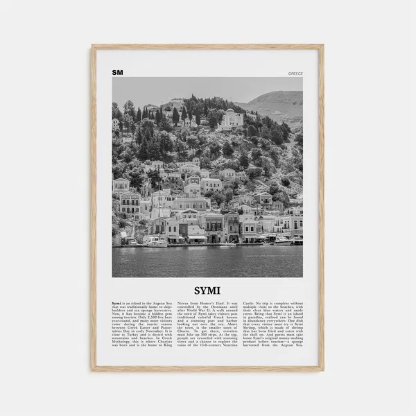 Symi Black and White Travel Poster, Greece Map
