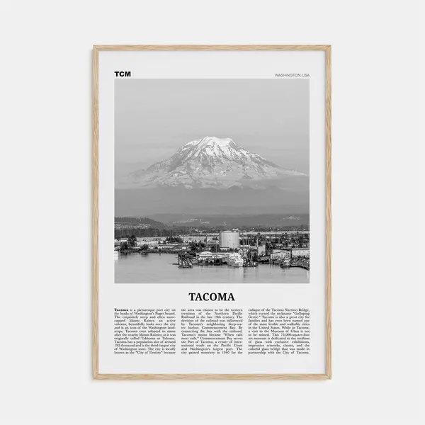 Tacoma Black And White Travel Poster, Washington