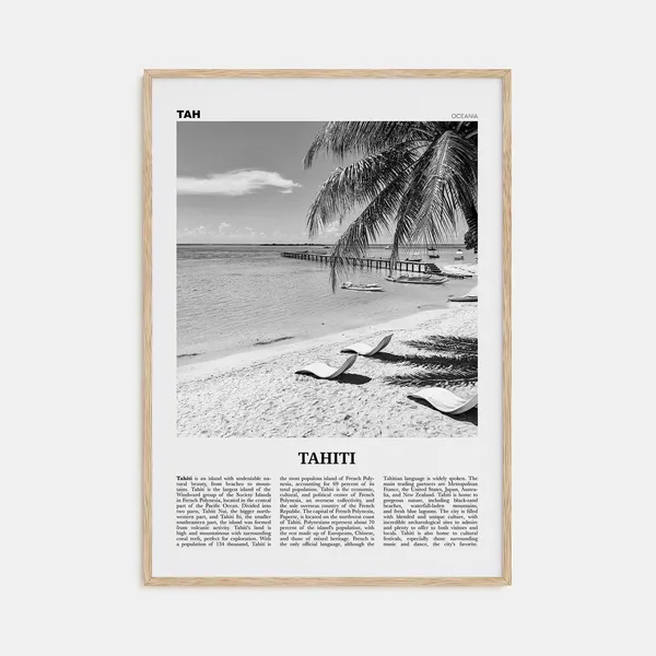 Tahiti Black and White Travel Poster, Oceania