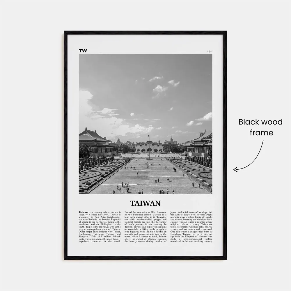 Taiwan Black and White Travel Poster, Taipei Asia - Image 3