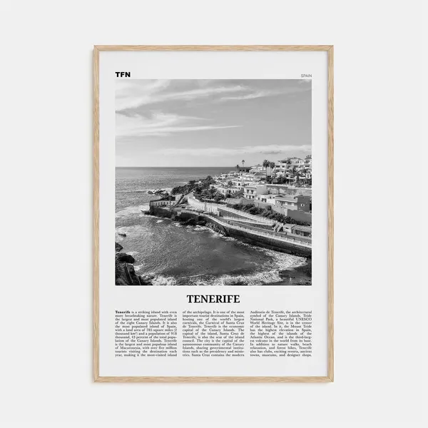 Tenerife Black and White Travel Poster, Spain