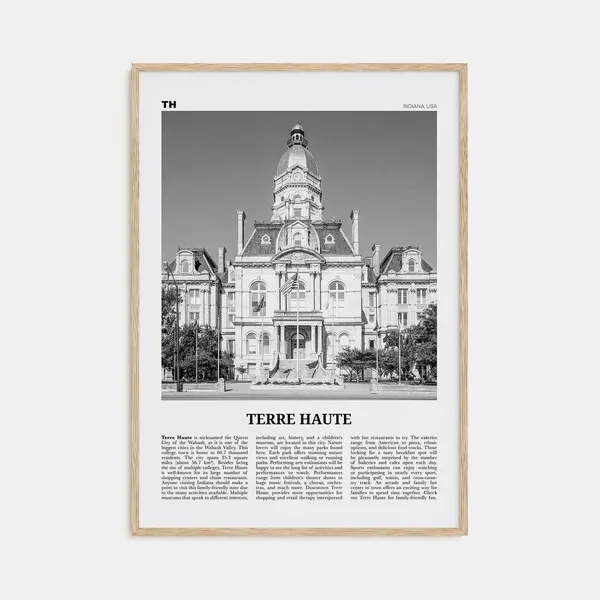 Terre Haute, Indiana Black and White Travel Poster