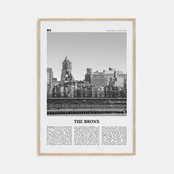 The Bronx Black And White New York Travel Poster Print