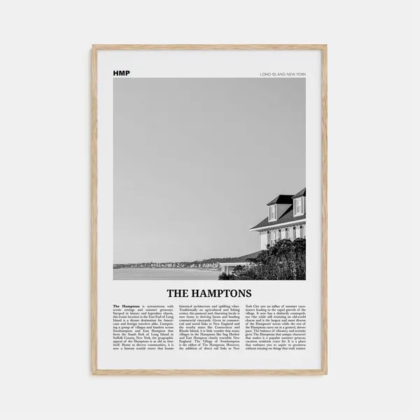 The Hamptons Black and White Travel Poster, Long Island